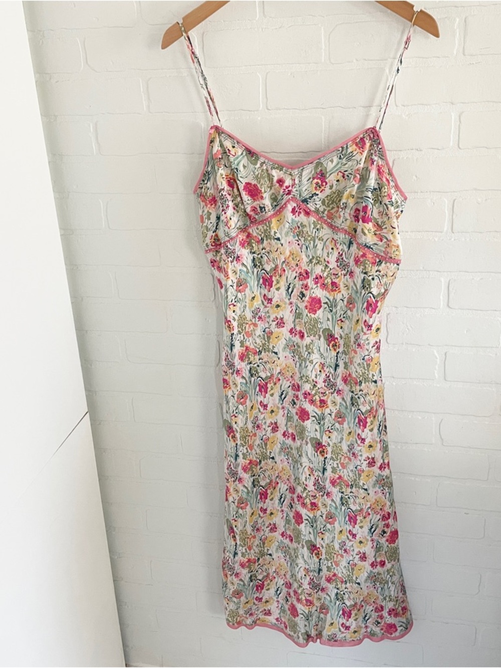 Y2K Silk Babydoll Midi Dress Beaded Empire Waist Romantic Sz L - Picture 2 of 15